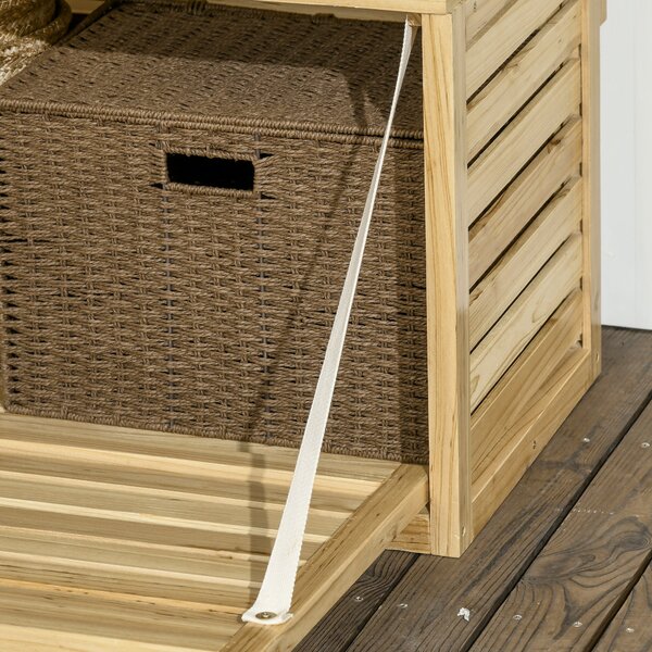Úložná Bedna Outsunny, Úložný Box s Trellisem, Bedna na Polštáře s Policemi, Zahradní Box, Bedna na Polštáře, Masivní Dřevo, Přírodní, 80 x 45 x 160 c