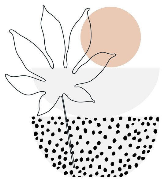 Skleněný obraz - Line art květiny N⁰3 (70x50 cm)