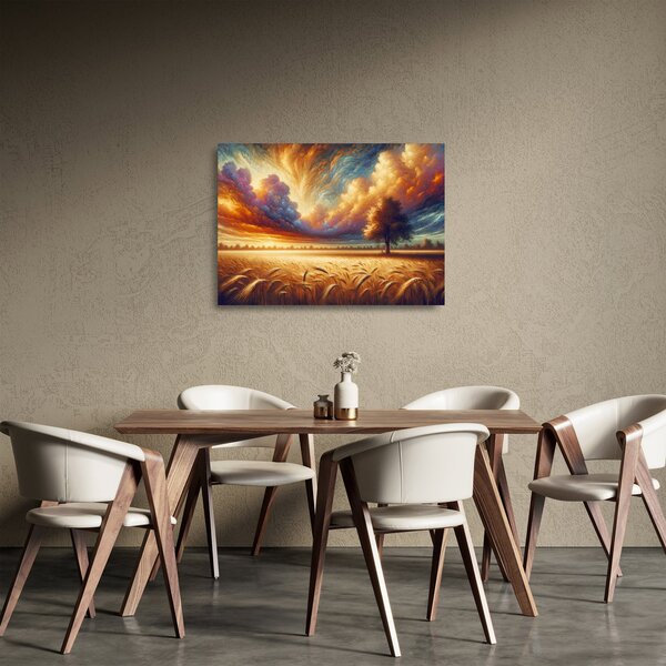 Skleněný obraz - Strom v poli (70x50 cm)
