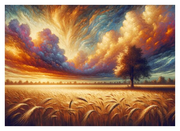 Skleněný obraz - Strom v poli (70x50 cm)