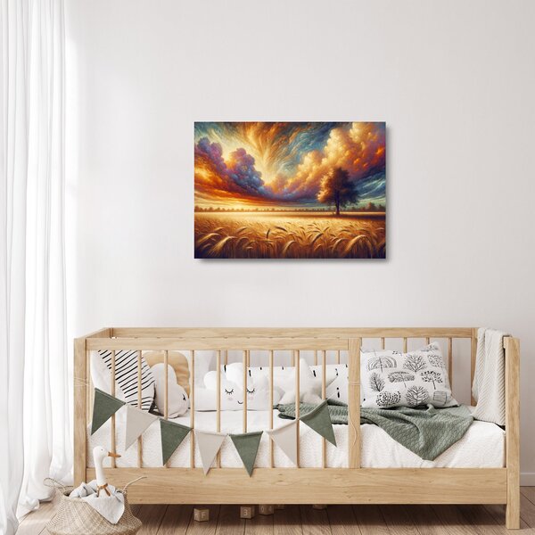 Skleněný obraz - Strom v poli (70x50 cm)
