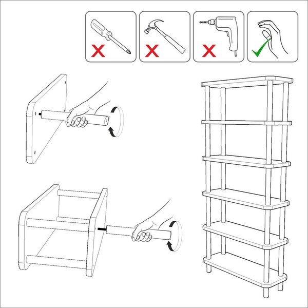 Knihovna v dekoru borovice v přírodní barvě 80x168,5 cm Step – Kalune Design