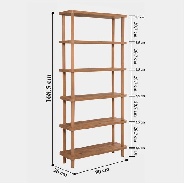 Knihovna v dekoru borovice v přírodní barvě 80x168,5 cm Step – Kalune Design