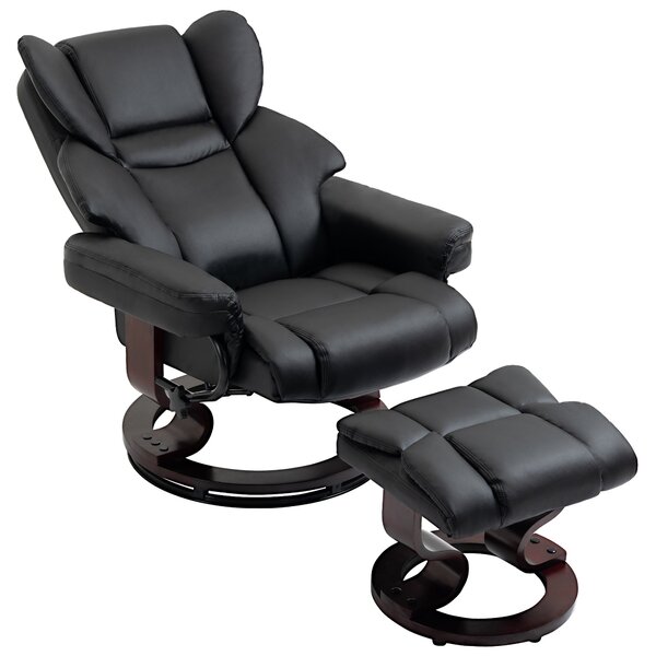 HOMCOM Relaxační Křeslo s Podnožkou, Otočné Křeslo před TV, Křeslo s Funkcí Polohování, Relaxační Křeslo, Lounger do Obývacího Pokoje, Ložnice, Umělá
