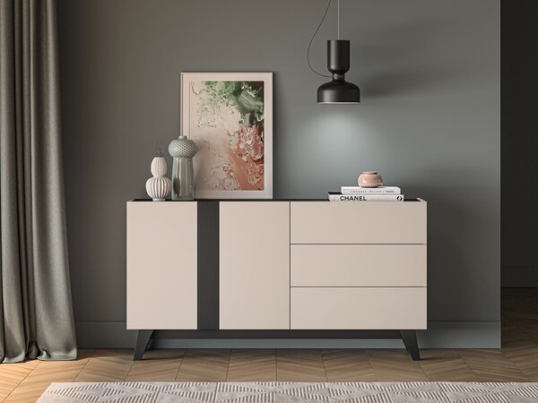 Kombinovaná komoda CHARLOTTE - kašmír / černá