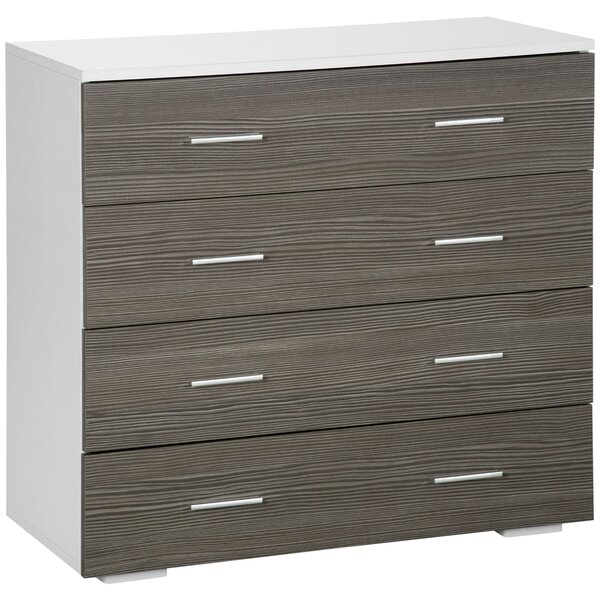 HOMCOM Skříňka s úložným prostorem v moderním stylu, 4 zásuvky, 76 x 35 x 72 cm, bílá a šedá | Aosom