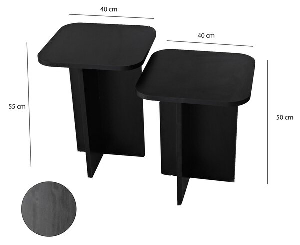 Set 2ks. příručních stolků Diveta (černá). Akce -25%
