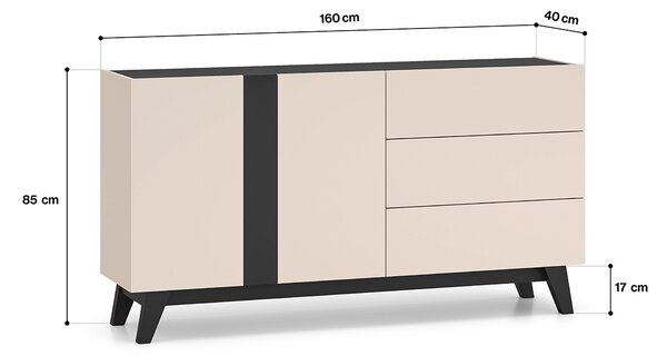 Kombinovaná komoda CHARLOTTE - kašmír / černá