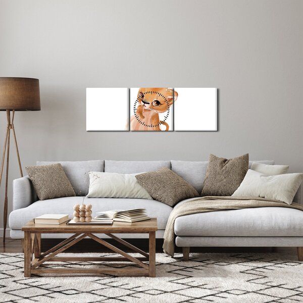 Obraz - Akvarelové zvířátko N⁰6 (s hodinami) (90x30 cm)