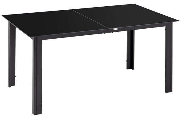Zahradní stůl Outsunny z hliníku 150 x 90 cm odolný vůči počasí s skleněnou deskou, bufetový stůl pro kempování pro 6 osob, venkovní jídelní stůl pro