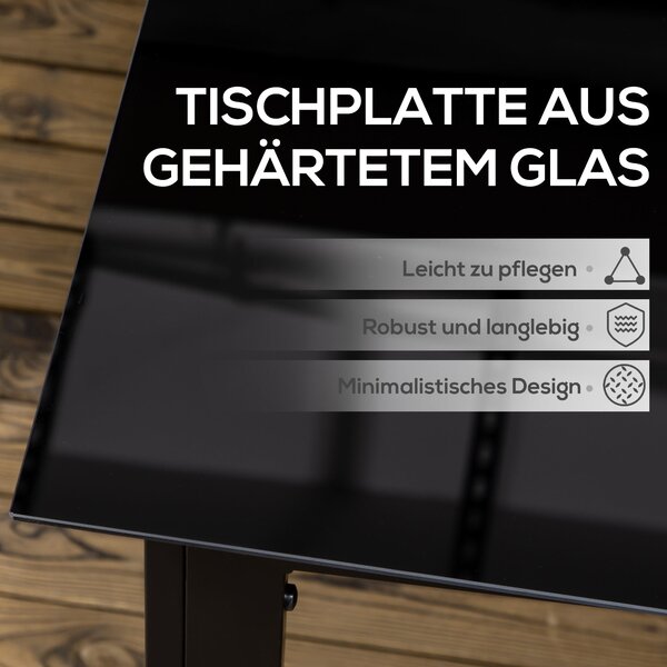 Zahradní stůl Outsunny z hliníku 150 x 90 cm odolný vůči počasí s skleněnou deskou, bufetový stůl pro kempování pro 6 osob, venkovní jídelní stůl pro