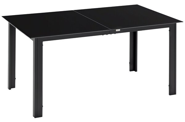Zahradní stůl Outsunny z hliníku 150 x 90 cm odolný vůči počasí s skleněnou deskou, bufetový stůl pro kempování pro 6 osob, venkovní jídelní stůl pro