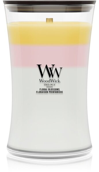 Woodwick Trilogy Floral Blossoms vonná svíčka s dřevěným knotem 610 g