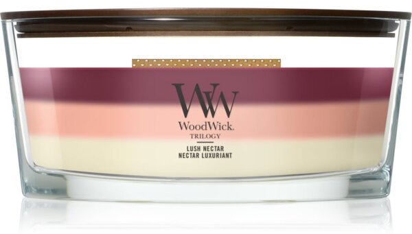Woodwick Trilogy Lush Nectar vonná svíčka s dřevěným knotem 453.6 g