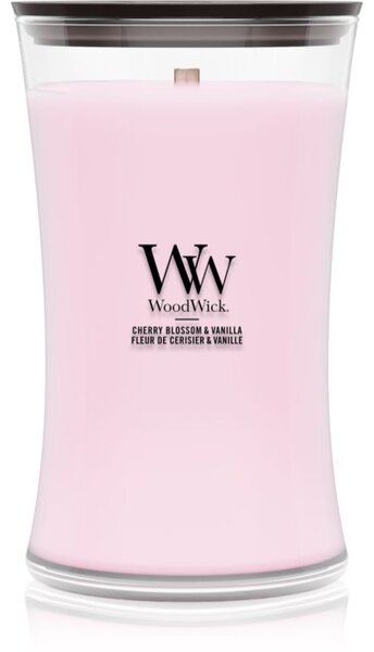 Woodwick Cherry Blossom & Vanilla vonná svíčka s dřevěným knotem 610 g
