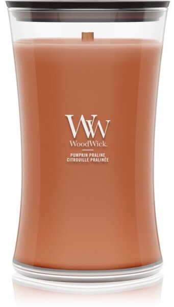 Woodwick Pumpkin Praline vonná svíčka s dřevěným knotem 610 g
