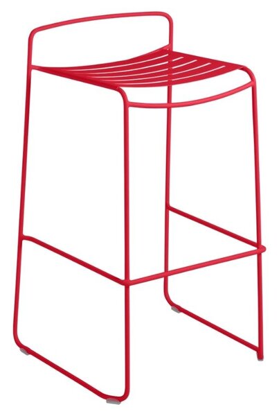 Makově červená kovová stohovatelná zahradní barová židle Fermob Surprising 86 cm