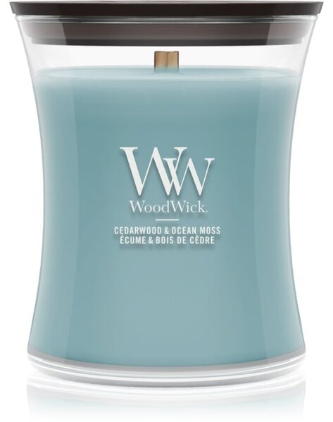 Woodwick Cedarwood & Ocean Moss vonná svíčka s dřevěným knotem 275 g