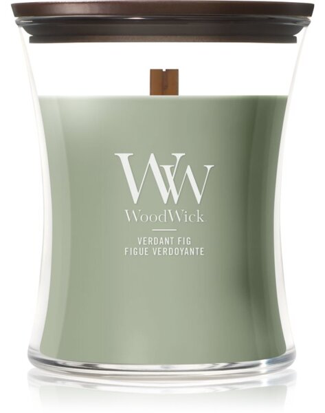 Woodwick Verdant Fig vonná svíčka s dřevěným knotem 275 g