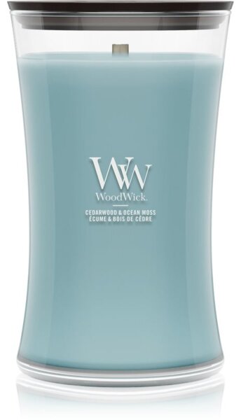 Woodwick Cedarwood & Ocean Moss vonná svíčka s dřevěným knotem 610 g