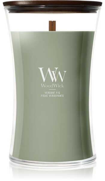 Woodwick Verdant Fig vonná svíčka s dřevěným knotem 610 g