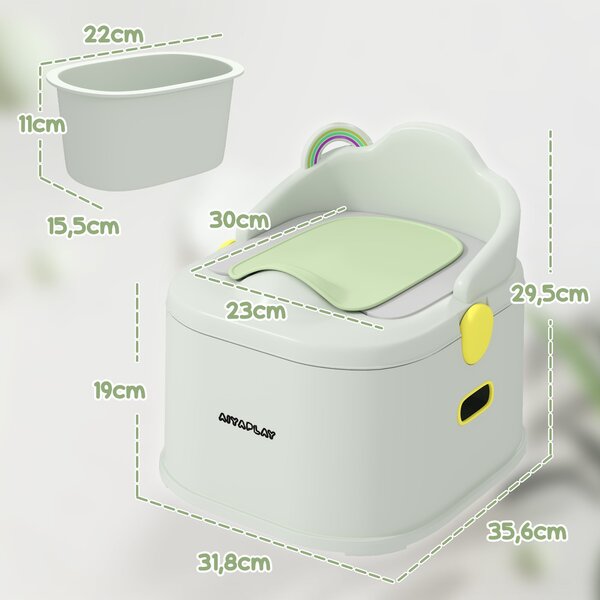 AIYAPLAY 3-v-1 dětský nočník, odnímatelný nočník, nočník s držadly, pro děti 6-72 měsíců, do 50 kg, plast, umělá kůže, šedý | Aosom