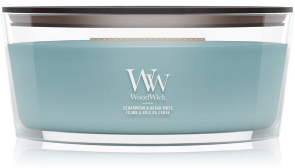 Woodwick Cedarwood & Ocean Moss vonná svíčka s dřevěným knotem 453.6 g