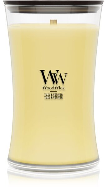 Woodwick Yuzu & Vetiver vonná svíčka s dřevěným knotem 610 g