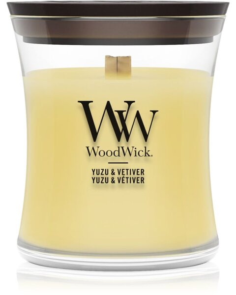 Woodwick Yuzu & Vetiver vonná svíčka s dřevěným knotem 275 g