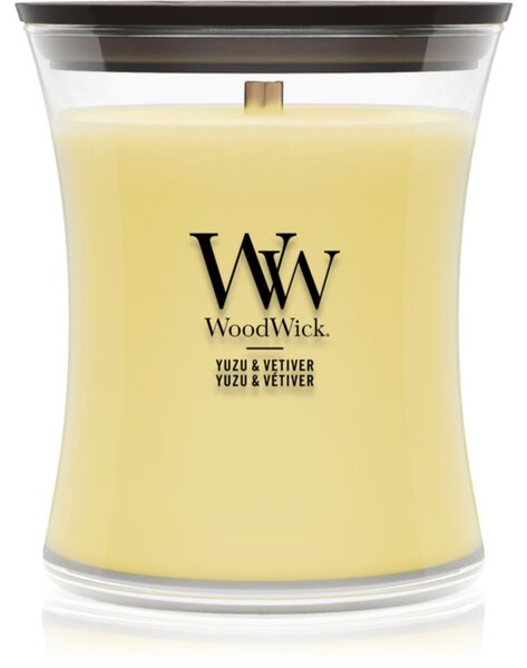 Woodwick Yuzu & Vetiver vonná svíčka s dřevěným knotem 275 g
