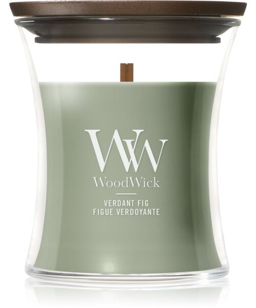 Woodwick Verdant Fig vonná svíčka s dřevěným knotem 85 g