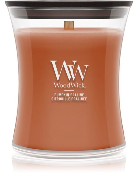 Woodwick Pumpkin Praline vonná svíčka s dřevěným knotem 275 g
