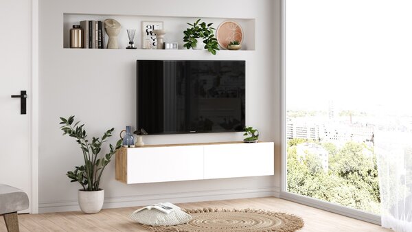 TV stolek/skříňka Freddie 10 (Borovice atlantic + Bílá)