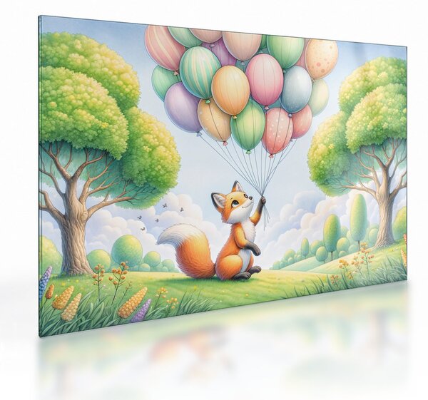 Skleněný obraz - Šťastná liška (70x50 cm)