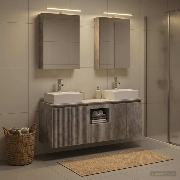 Sada koupelnových skříněk 5 ks Betonově šedá Kompozitní dřevo 3406394