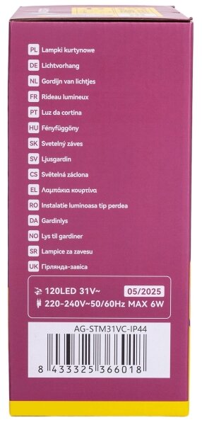 Aigostar - LED Ven. ván. řetěz 120xLED/6W/230V/8 funkcí 3x0,6m IP44 teplá bíláDO