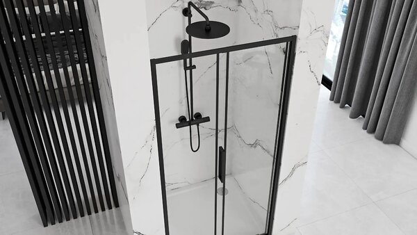 Rea Rapid Slide sprchové dveře 100 cm posuvné černá polomatný/průhledné sklo REA-K6400