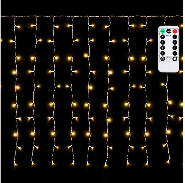 Aigostar - LED Ven. ván. řetěz 150xLED/6W/230V/8 funkcí 1,5x1m IP44 tep bílá+DO