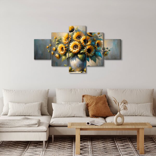 Obraz - Váza se slunečnicemi (125x70 cm)