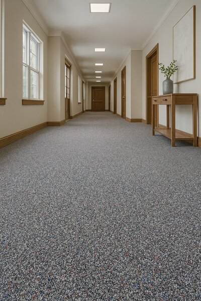 Timzo, Metrážový koberec New Techno 3525 šedé, zátěžový, na míru, šíře 4m,5m, šedá, ab (mřížka), chodba / předsíň