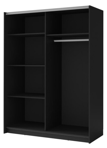 Šatní skříň se zrcadlem 150 cm BUGA - dub artisan / černá