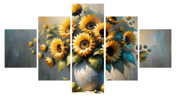 Obraz - Váza se slunečnicemi (125x70 cm)
