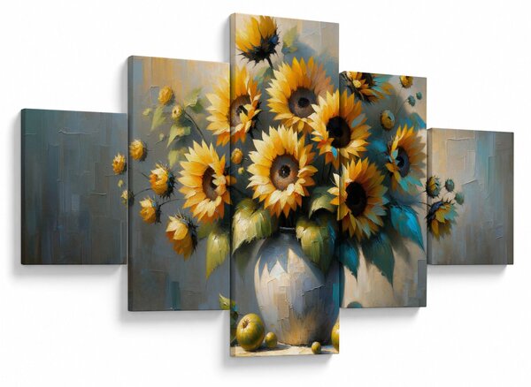 Obraz - Váza se slunečnicemi (125x70 cm)