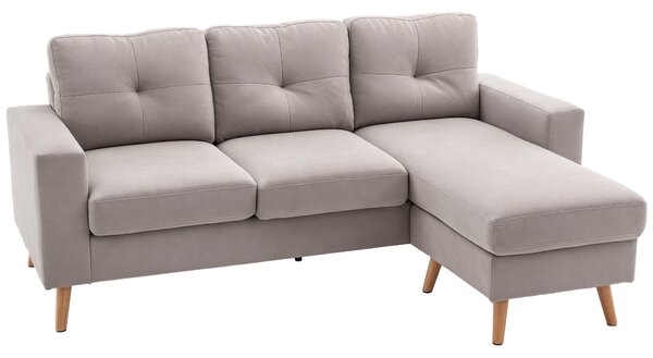 HOMCOM L-tvará látková pohovka, souprava pohovek v lněném vzhledu, rohová pohovka s chaise longue pro 3 osoby, rohová pohovka do obývacího pokoje, svě