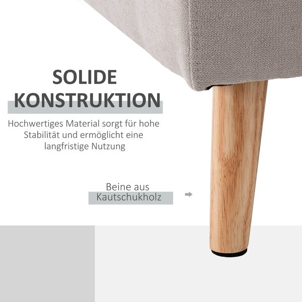 HOMCOM L-tvará látková pohovka, souprava pohovek v lněném vzhledu, rohová pohovka s chaise longue pro 3 osoby, rohová pohovka do obývacího pokoje, svě