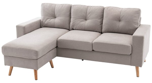 HOMCOM L-tvará látková pohovka, souprava pohovek v lněném vzhledu, rohová pohovka s chaise longue pro 3 osoby, rohová pohovka do obývacího pokoje, svě