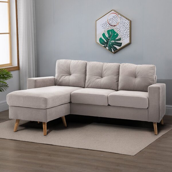 HOMCOM L-tvará látková pohovka, souprava pohovek v lněném vzhledu, rohová pohovka s chaise longue pro 3 osoby, rohová pohovka do obývacího pokoje, svě