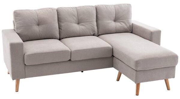 HOMCOM L-tvará látková pohovka, souprava pohovek v lněném vzhledu, rohová pohovka s chaise longue pro 3 osoby, rohová pohovka do obývacího pokoje, svě