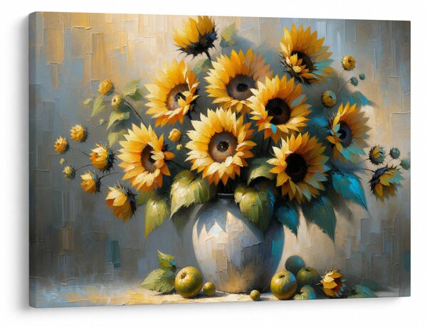 Obraz - Váza se slunečnicemi (70x50 cm)