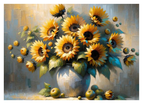 Obraz - Váza se slunečnicemi (70x50 cm)
